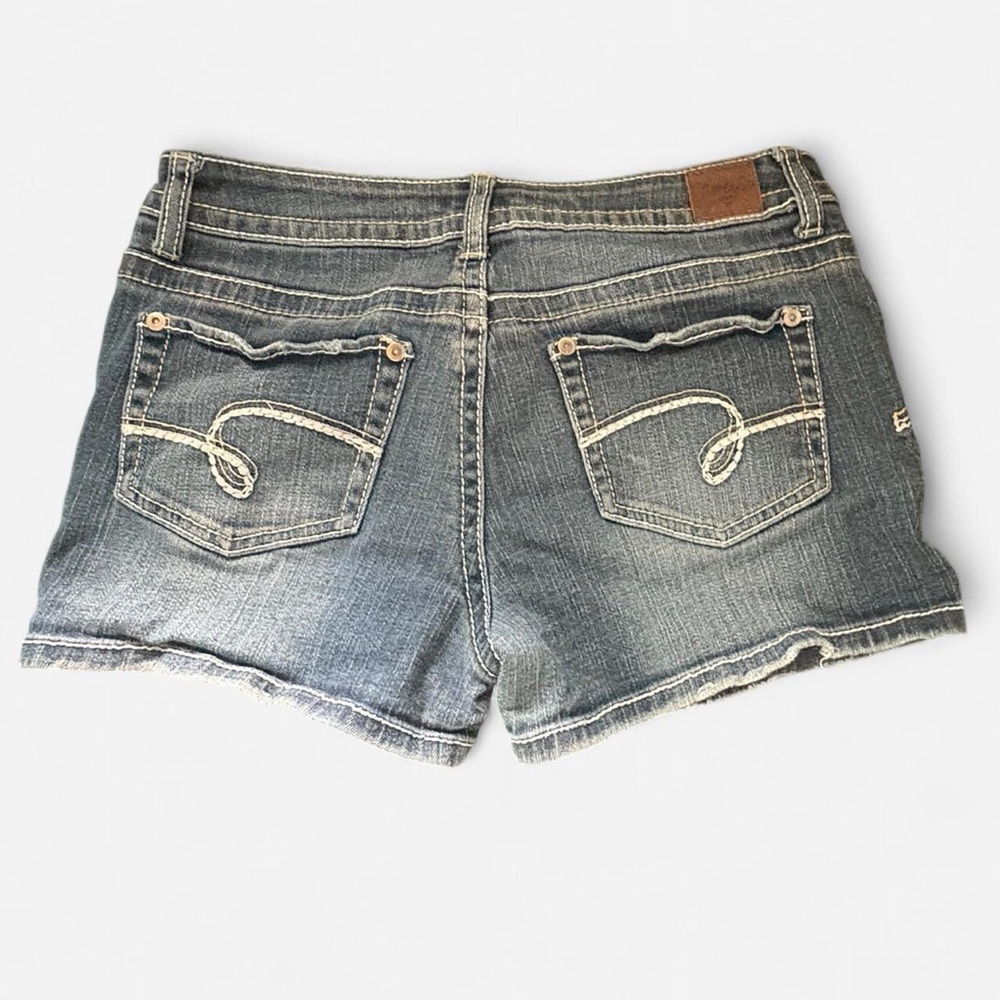 Justice Light Wash Mini Jean Shorts Denim White Stitching Size Small